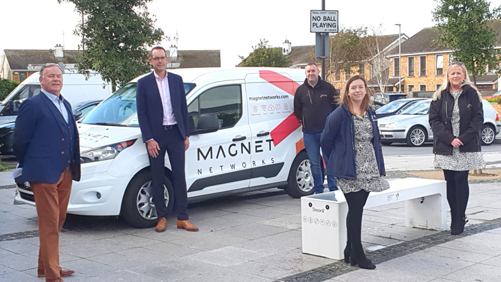 Magnet Networks, Fingal County Council and Fingal Chamber representatives in Rush, County Dublin to engage with local businesses in the next phase of delivering free outdoor public Wi-Fi